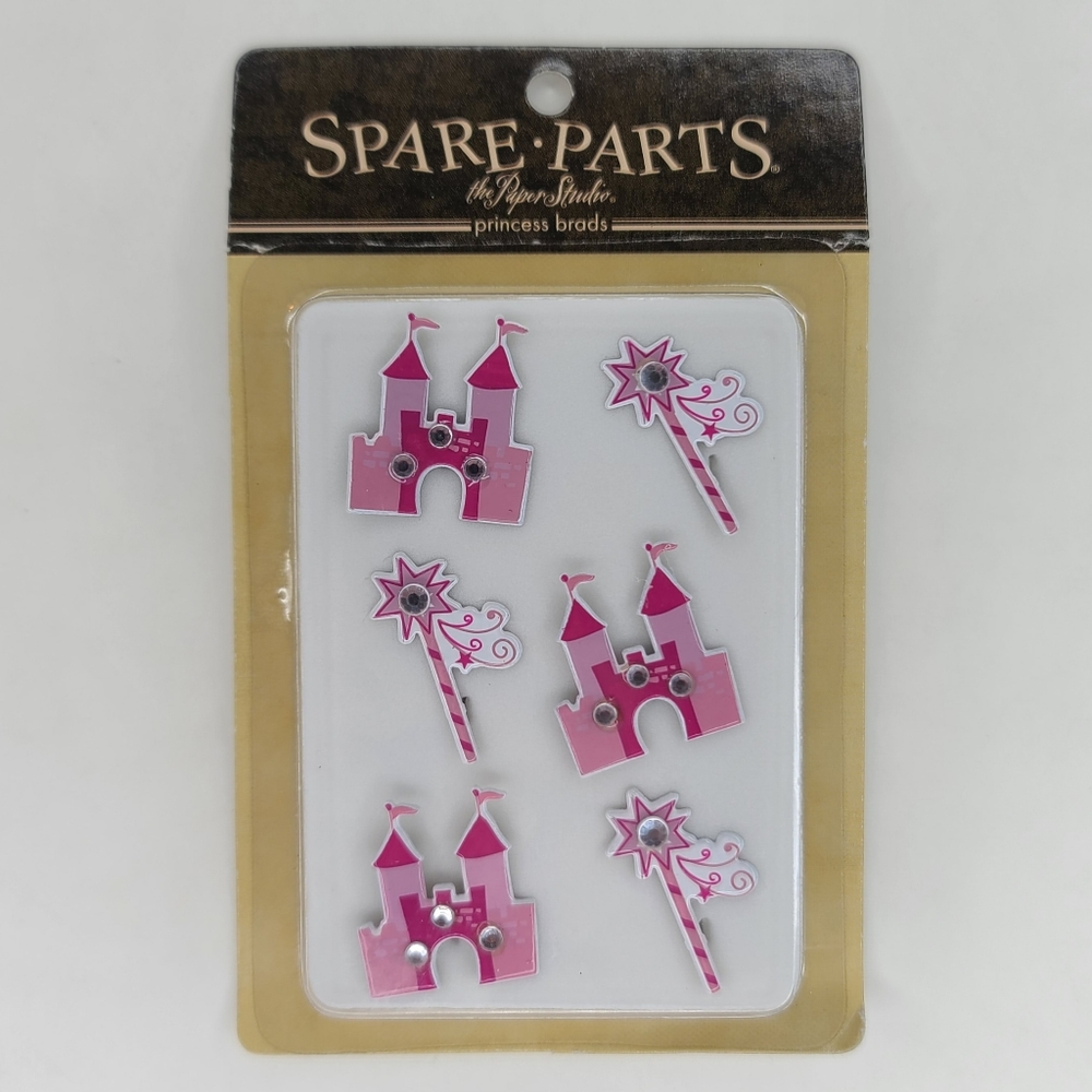The Paper Studio Spare Parts Princess Brads 6 pcs Princess Icon w/Gems Brads